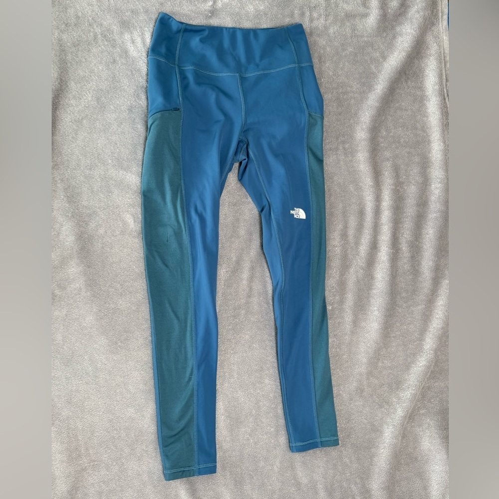 The North Face Fleece Lined Winter Warm Pro Tights Sz M Zip Pockets 27" Inseam